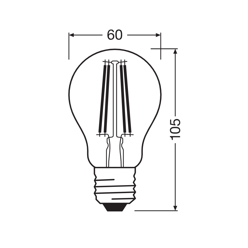 LED крушка със сензор за здрач CLASSIC FILAMENT A60 E27/7,3W/230V 2700K - Osram