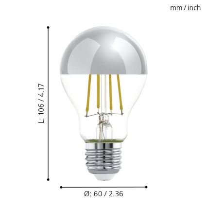 LED Крушка с огледален сферичен връх A60 E27/7W/230V 2700K - Eglo 11834