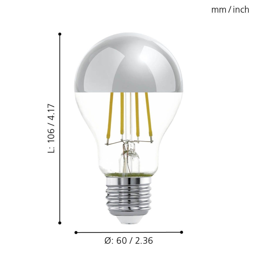 LED Крушка с огледален сферичен връх A60 E27/7W/230V 2700K - Eglo 11834