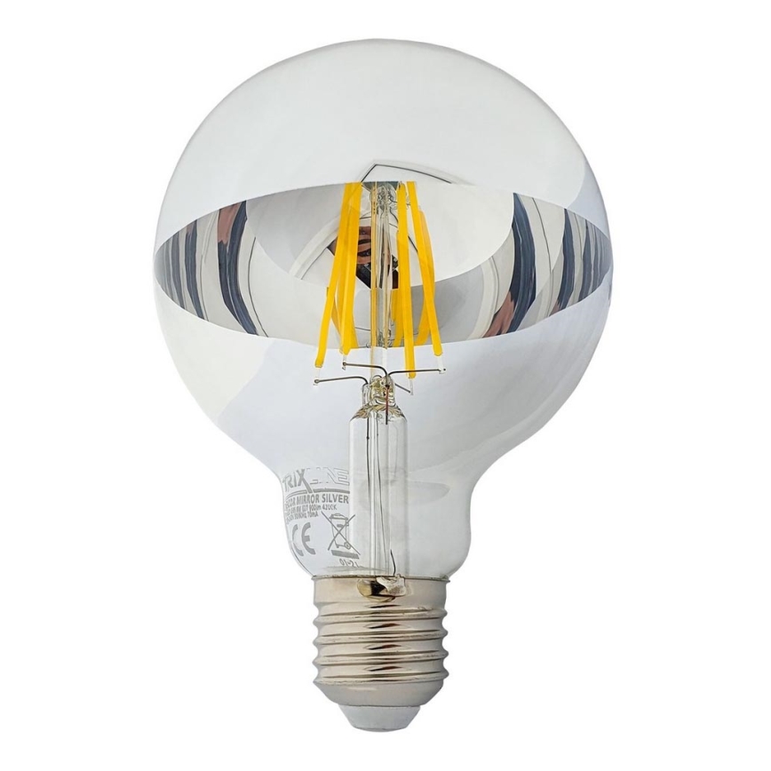 LED Крушка с огледален сферичен връх DECOR MIRROR G95 E27/8W/230V 4200K сребриста