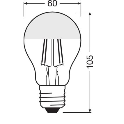 LED крушка с огледален връх FILAMENT E27/6,5W/230V 2700K сребриста- Osram