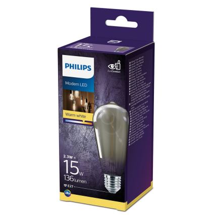 LED Крушка SMOKY VINTAGE Philips ST64 E27/2,3W/230V 2700K