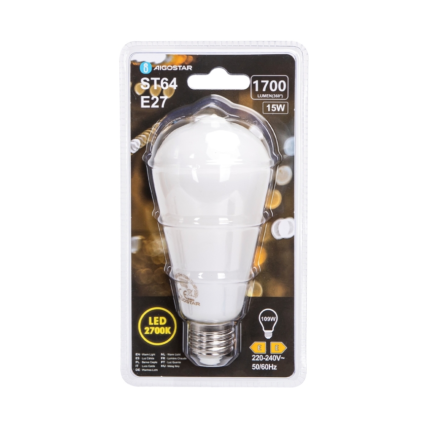LED крушка ST64 E27/15W/230V 2700K - Aigostar