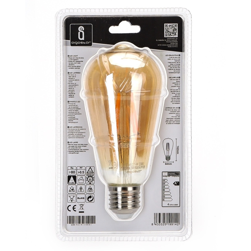 LED Крушка ST64 E27/4W/230V 2200K - Aigostar