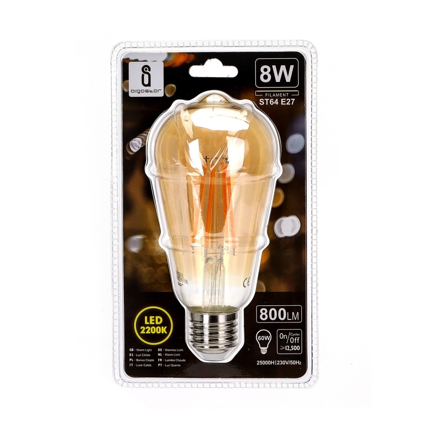LED Крушка ST64 E27/8W/230V 2200K - Aigostar