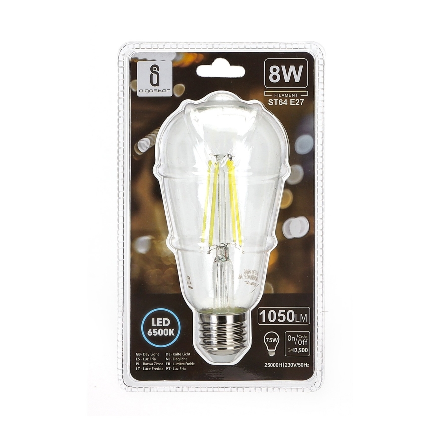 LED Крушка ST64 E27/8W/230V 6500K - Aigostar