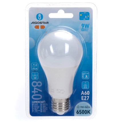LED крушка със сензор за движение и сумрак A60 E27/9W/230V 6500K - Aigostar