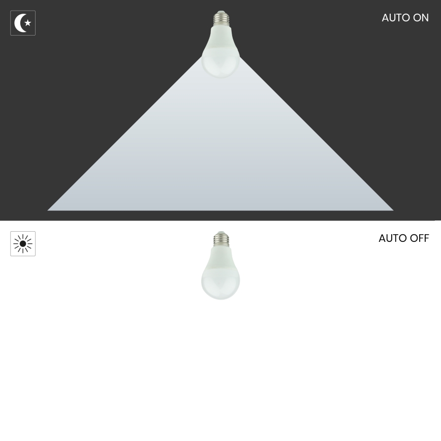 LED Крушка със сензор за здрач A60 E27/9W/230V 3000K