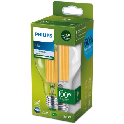 LED крушка ULTRAEFFICIENT FILAMENT Philips A60 E27/7,3W/230V 4000K