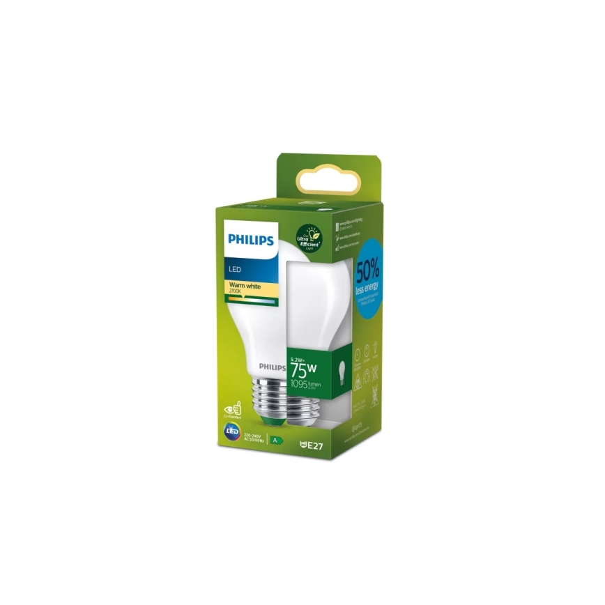 LED крушка ULTRAEFFICIENT Philips A60 E27/5,2W/230V 2700K
