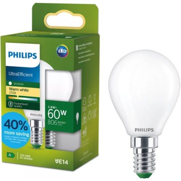 LED крушка ULTRAEFFICIENT Philips P45 E14/3,8W/230V 2700K