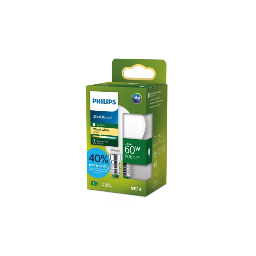 LED крушка ULTRAEFFICIENT Philips P45 E14/3,8W/230V 2700K