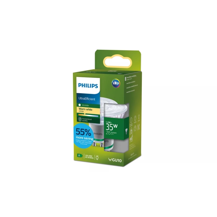 LED крушка ULTRAEFFICIENT Philips PAR16 GU10/1,2W/230V 2700K