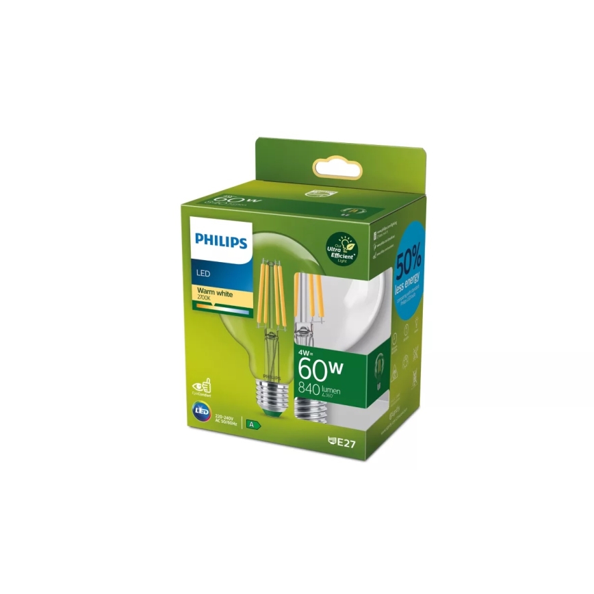 LED крушка ULTRAEFFICIENT VINTAGE Philips G95 E27/4W/230V 2700K