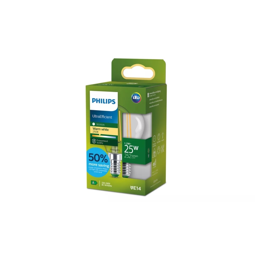 LED крушка ULTRAEFFICIENT VINTAGE Philips P45 E14/1,2W/230V 2700K