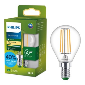 LED крушка ULTRAEFFICIENT VINTAGE Philips P45 E14/3,8W/230V 2700K