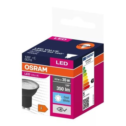 LED Крушка VALUE PAR16 GU10/4,5W/230V 4000K 120° черен - Ledvance