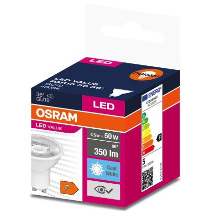 LED Крушка VALUE PAR16 GU10/4,5W/230V 4000K 36° бял - Osram