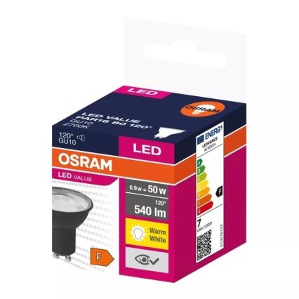 LED Крушка VALUE PAR16 GU10/6,9W/230V 2700K 120° черен - Osram