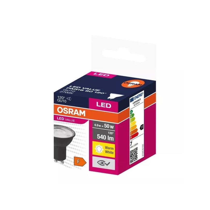 LED Крушка VALUE PAR16 GU10/6,9W/230V 2700K 120° черен - Osram