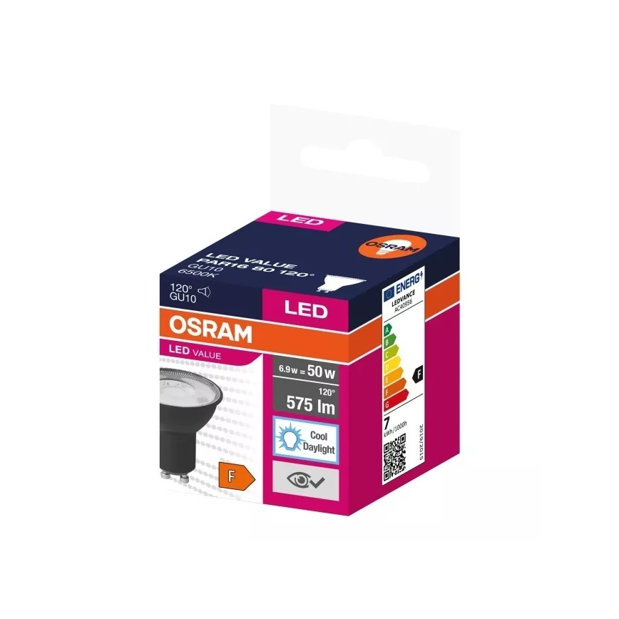 LED Крушка VALUE PAR16 GU10/6,9W/230V 6500K 120° черен - Osram