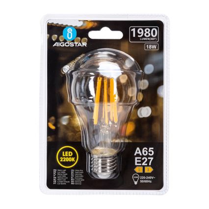 LED крушка VINTAGE A65 E27/18W/230V 2200K - Aigostar