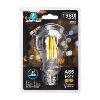 LED крушка VINTAGE A65 E27/18W/230V 6500K - Aigostar