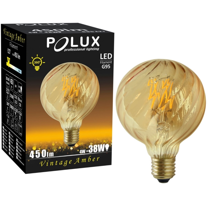 LED Крушка VINTAGE AMBER G95 E27/4W/230V 2700K