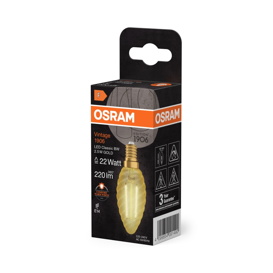LED крушка VINTAGE FILAMENT E14/2,5W/230V 2400K - Osram
