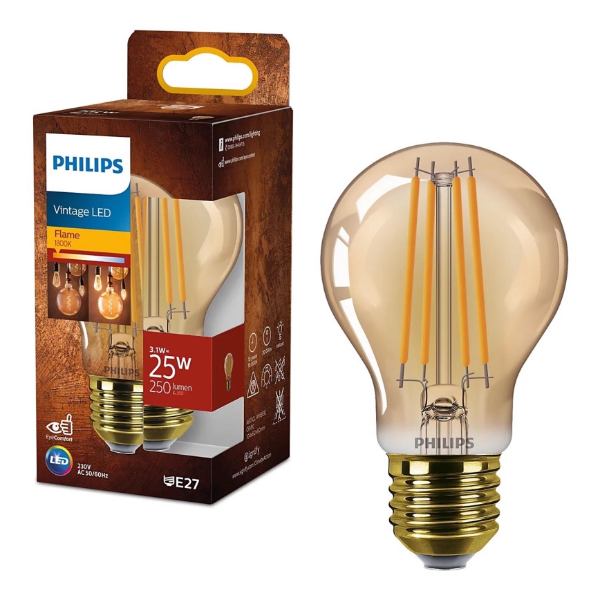 LED Крушка VINTAGE Philips A60 E27/3,1W/230V 1800K