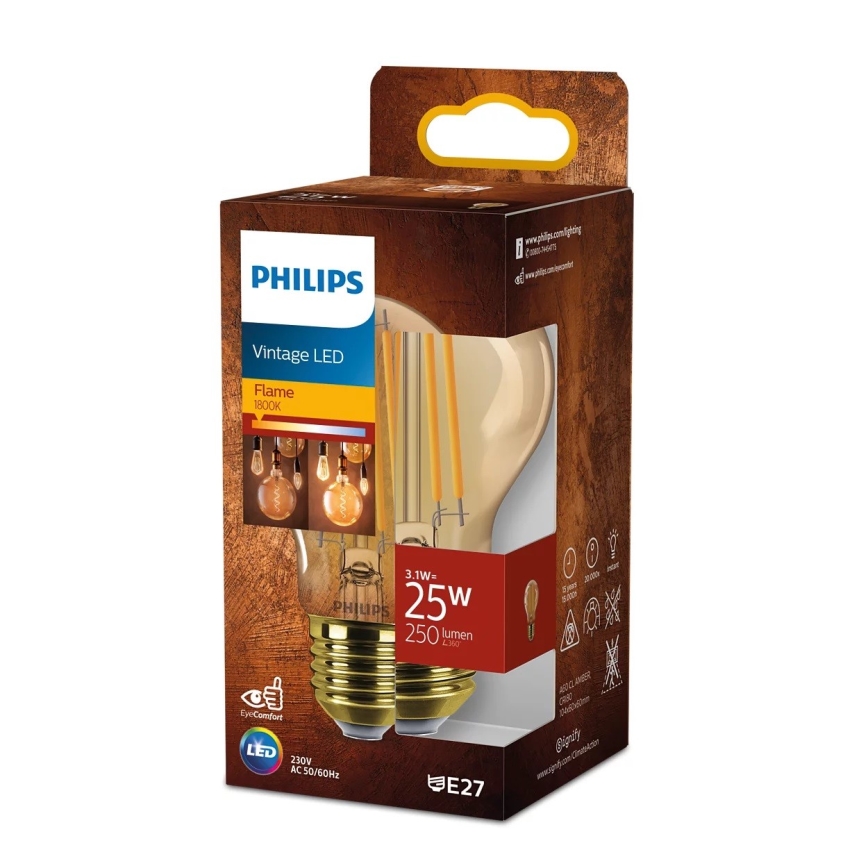 LED Крушка VINTAGE Philips A60 E27/3,1W/230V 1800K