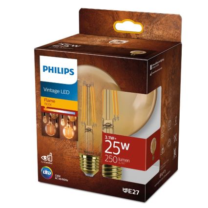 LED Крушка VINTAGE Philips G95 E27/3,1W/230V 1800K