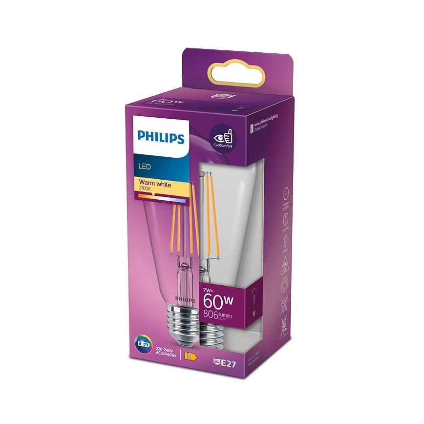 LED Крушка VINTAGE Philips ST64 E27/7W/230V 2700K