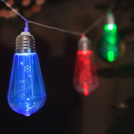 LED Коледни лампички 10xLED/2xAA 2,2м многоцветни