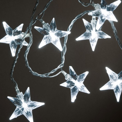LED Коледни лампички STARS 10xLED 3,9м студено бели