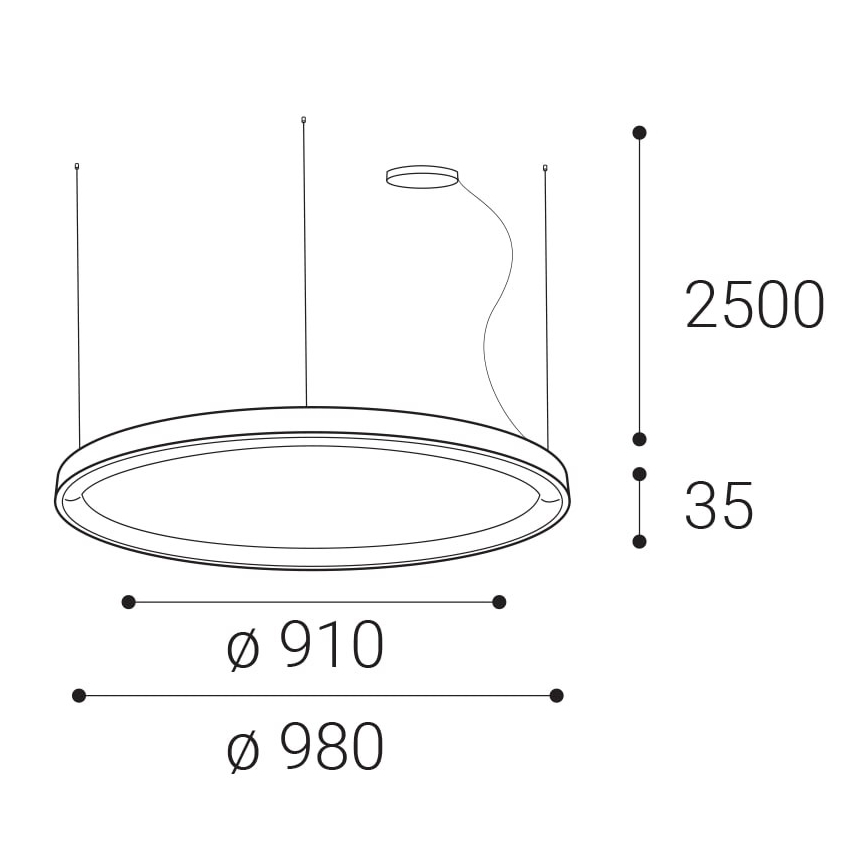 LED2 - LED Димируем пендел BELLA LED/80W/230V 3000K/4000K бял