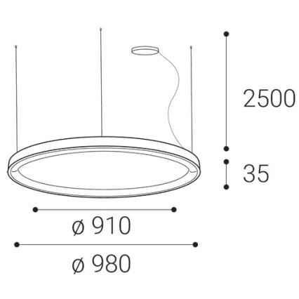 LED2 - LED Димируем пендел BELLA LED/80W/230V 3000K/4000K черен