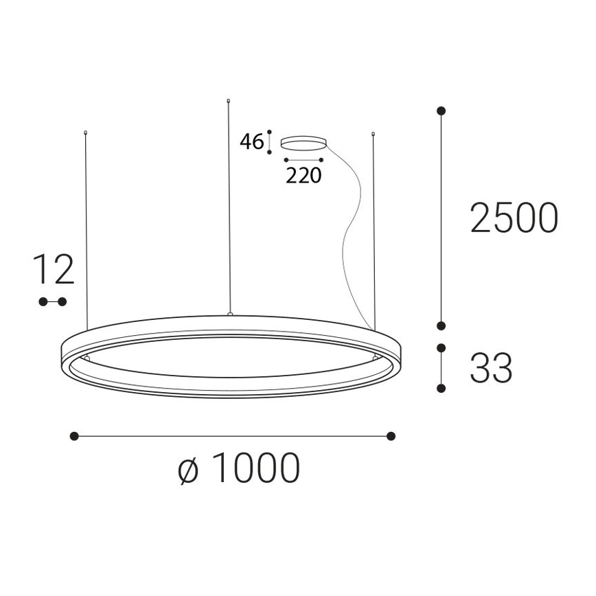 LED2 - LED Димируем пендел CIRCLE LED/80W/230V 3000K/4000K Ø 100 см бял