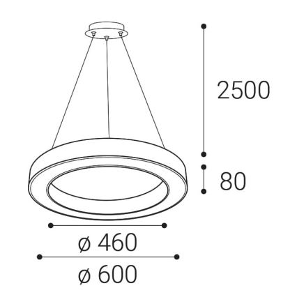 LED2 - LED Димируем пендел SATURN LED/50W/230V 3000K/4000K черен