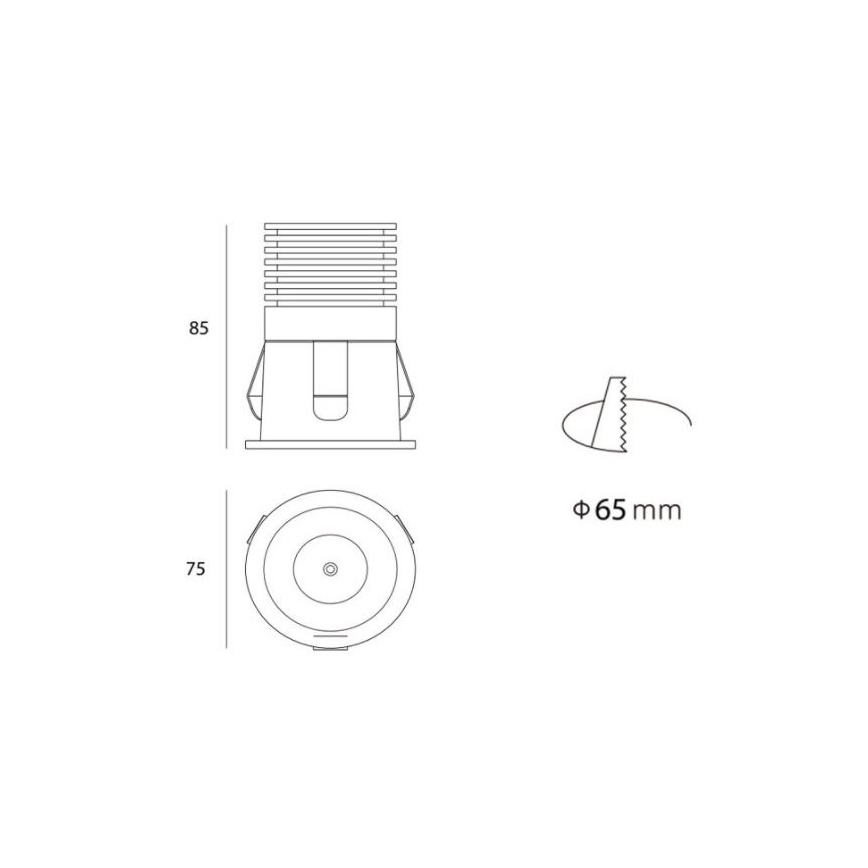 LED2 - LED Луничка за вграждане в баня RAY LED/10W/230V черна IP44