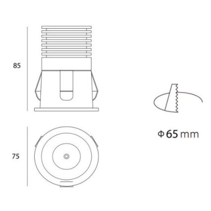 LED2 - LED Луничка за вграждане в баня RAY LED/10W/230V черна IP44