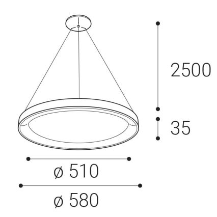 LED2 - LED Пендел BELLA LED/48W/230V 3000K/4000K черен