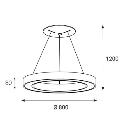 LED2 - LED Пендел SATURN LED/80W/230V 3000K Ø 80 см черен