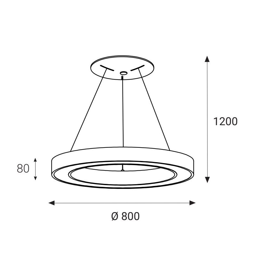 LED2 - LED Пендел SATURN LED/80W/230V 3000K Ø 80 см черен