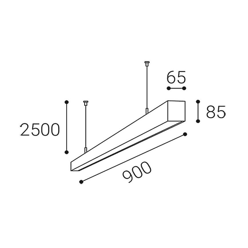 LED2 - LED полилей на кабел LINO LED/24W/230V 3000K/3500K/4000K 90 см черен