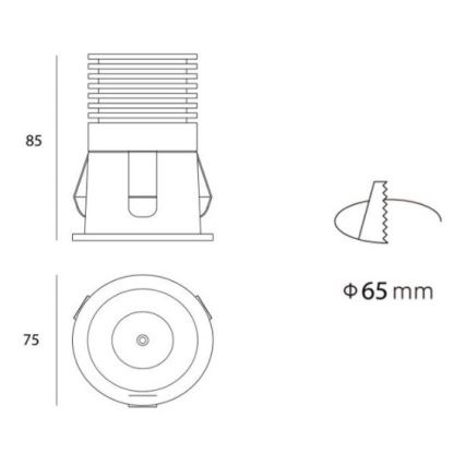 LED2 - LED Спот за вграждане RAY LED/10W/230V бял IP44