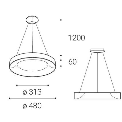 LED2 - LED Висящ полилей BELLA LED/40W/230V 3000/4000K черен