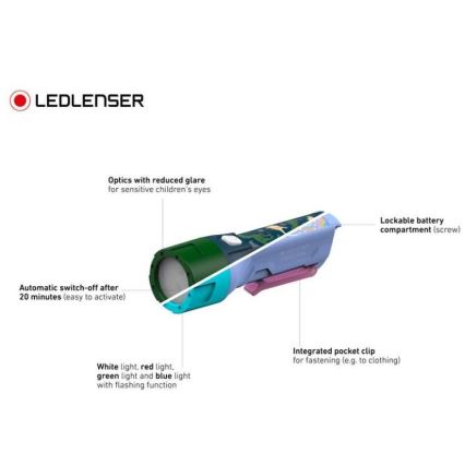 Ledlenser KIDBEAM4 RAINBOW - LED детско фенерче с регулируема яркост LED/2xAAA IP44 лилаво