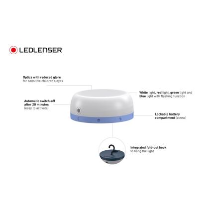 Ledlenser KIDCAMP6 RAINBOW - димируема преносима LED лампа LED/3xAAA IP44 синя