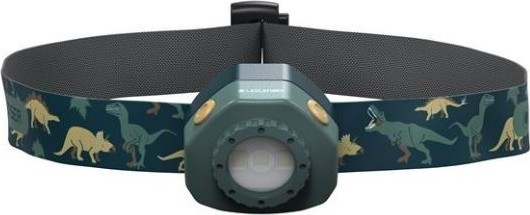 Ledlenser KIDLED4R DINO - презареждаема детска челна лампа с регулируема LED яркост LED/280 mAh IPX4 40 lm 18 h зелена